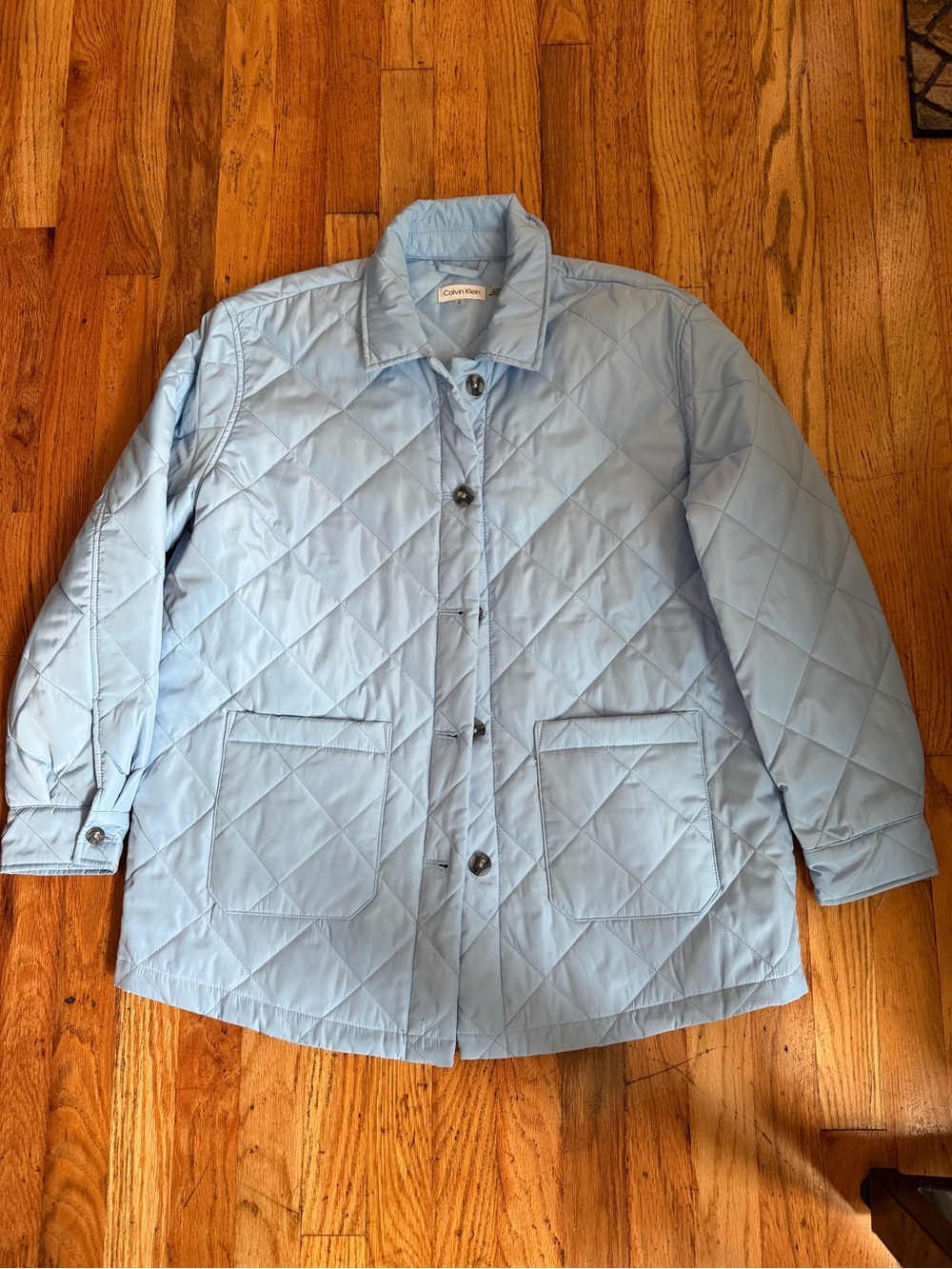 Calvin Klein Pale Blue Quilted Button-Front Jacket